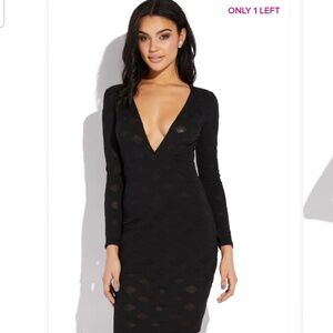 TEXTURED LONG SLEEVE DRESS
